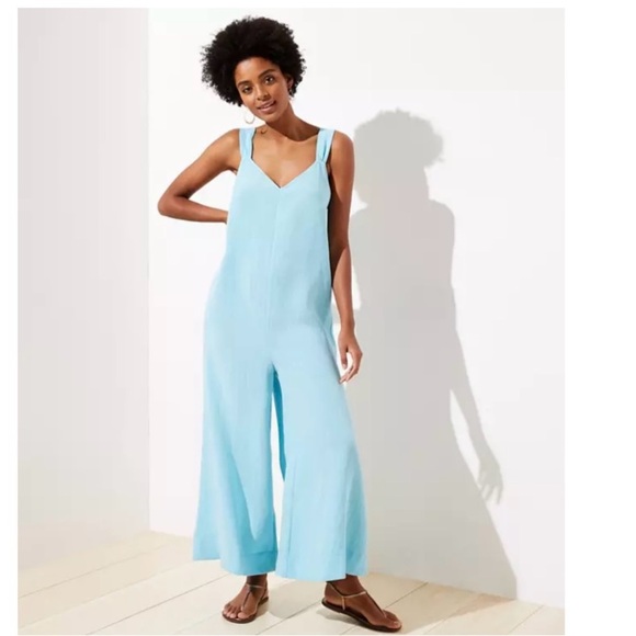 LOFT Pants - LOFT BEACH Women's Light Blue Jumpsuit SZ XL